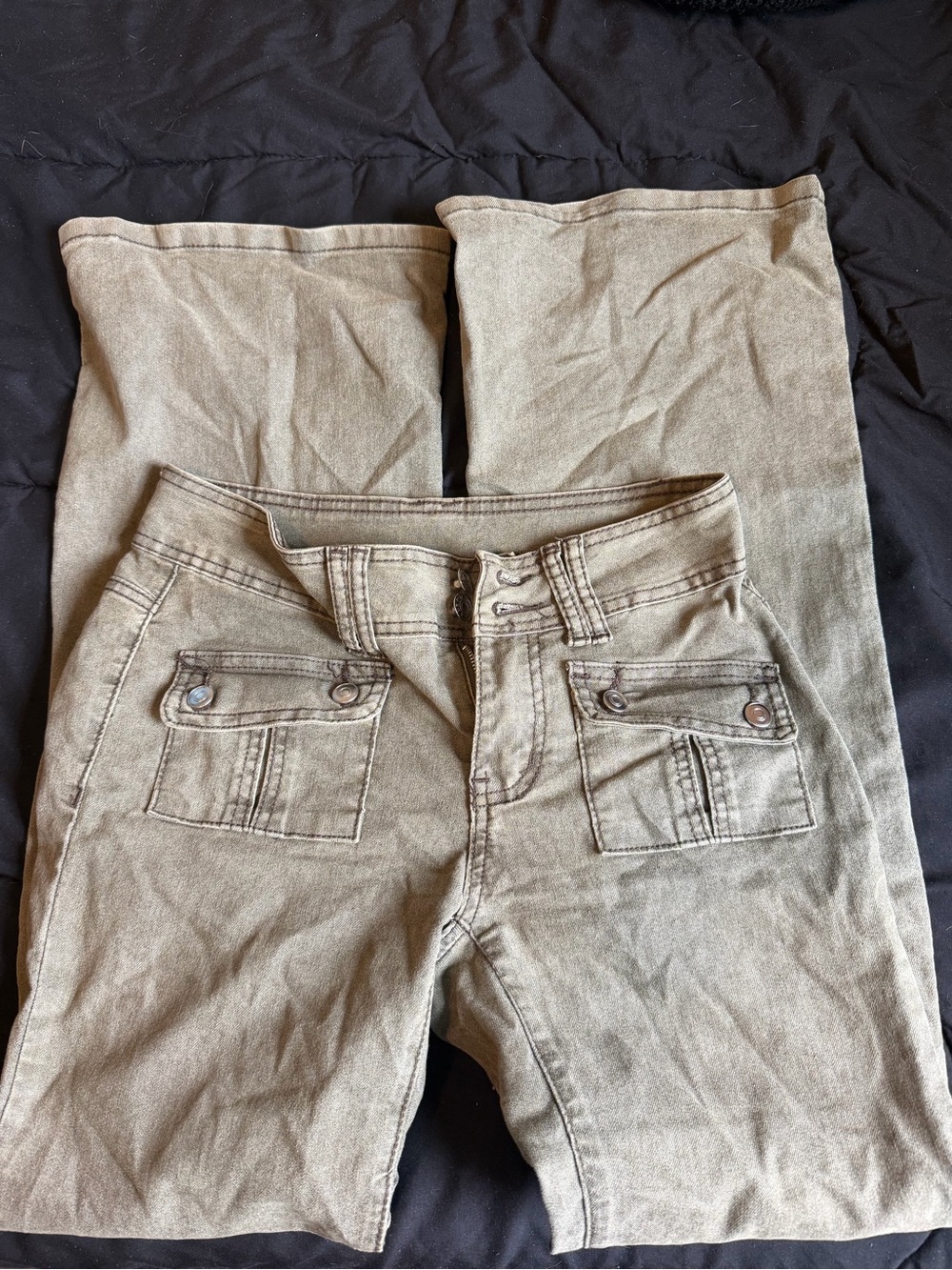 SHEIN Olive Green Wide Leg Jeans